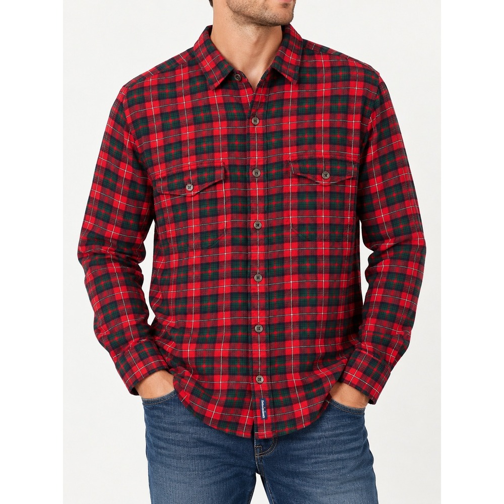 Abercrombie & Fitch Mens Flannel Shirt L Red Long Sleeve Vintage 90s Button Down